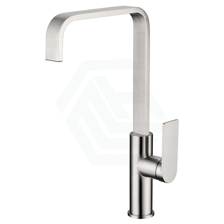 Ruki Solid Brass Brushed Nickel Kitchen Gooseneck Sink Mixer Swivel Mixers