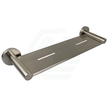 Single Metal Shelf With Round Bracket Wall Mounted Brushed Nickel Back To Bathroom Shelves