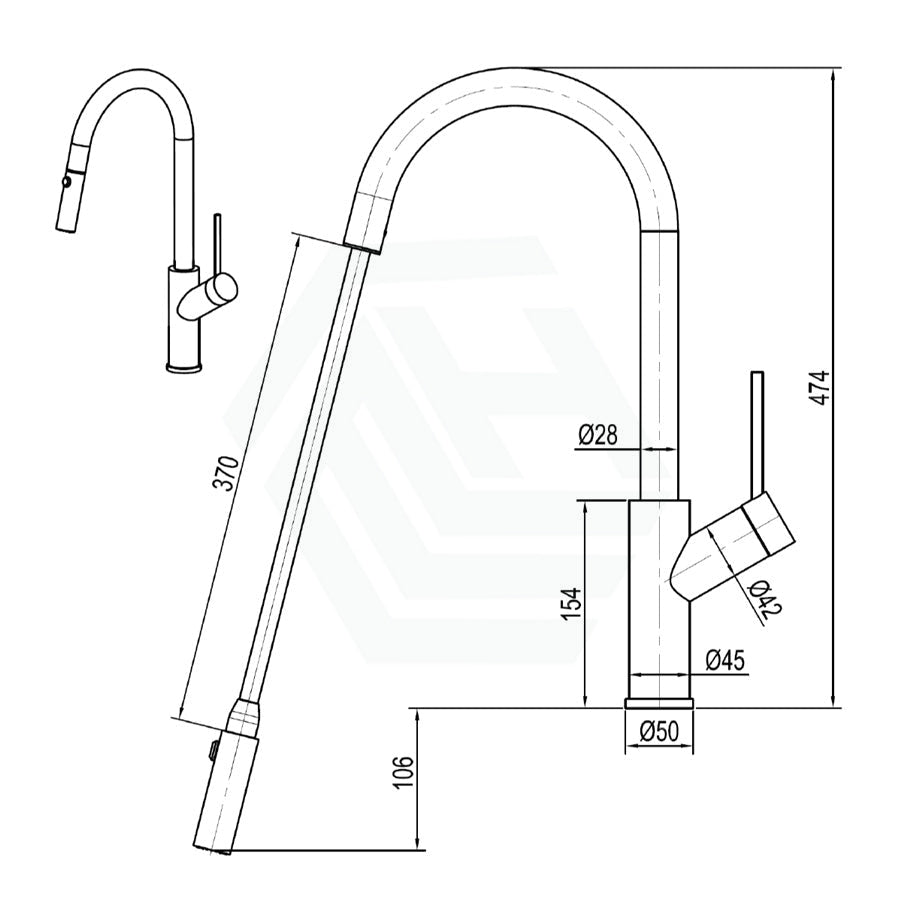 Xcalibre Xpressfit Satin 316 Stainless Steel Alfresco Gooseneck Pull Out Mixer With Dual Spray Sink