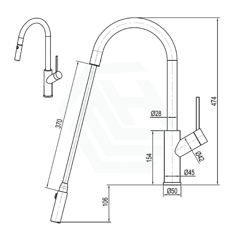 Xcalibre Xpressfit Satin 316 Stainless Steel Alfresco Gooseneck Pull Out Mixer With Dual Spray Sink