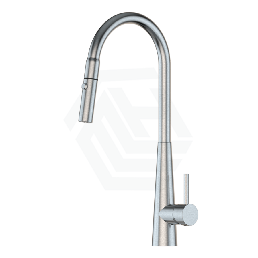 Xcel Satin Stainless Steel Gooseneck Retractable Dual Spray Swivel Pull Out Mixer Tap Sink Mixers