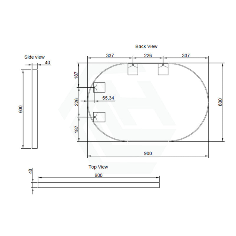 450/600/900/1200/700Mm Bathroom Brushed Nickel Framed Oval Mirror Wall Mounted Horizontal/Vertical