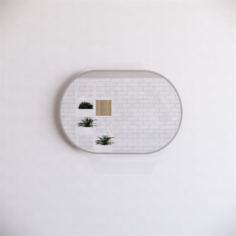 450/600/900/1200/700Mm Bathroom Brushed Nickel Framed Oval Mirror Wall Mounted Horizontal/Vertical