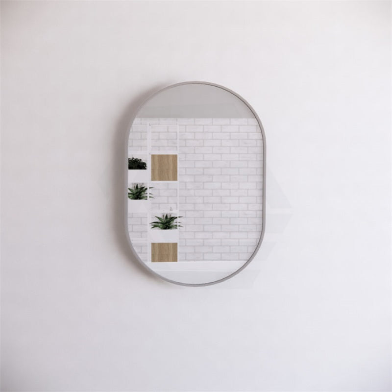 450/600/900/1200/700Mm Bathroom Brushed Nickel Framed Oval Mirror Wall Mounted Horizontal/Vertical