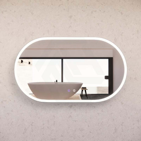 450/600/900/1200Mm Oval Brushed Nickel Framed Led Mirror Touch Sensor Horizontal/Vertical