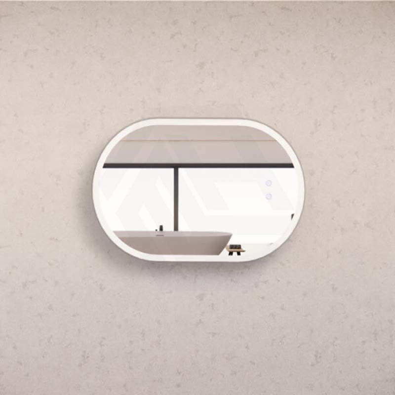 450/600/900/1200Mm Oval Brushed Nickel Framed Led Mirror Touch Sensor Horizontal/Vertical