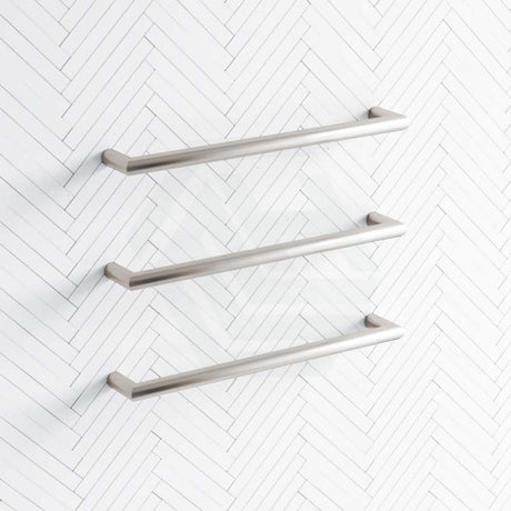 N#2(Nickel) 630/830Mm Thermogroup 12V Round 3 Single Bar Heated Towel Rail Brushed Nickel Rails