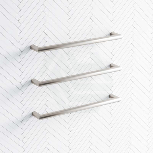 N#2(Nickel) 630/830Mm Thermogroup 12V Round 3 Single Bar Heated Towel Rail Brushed Nickel Rails