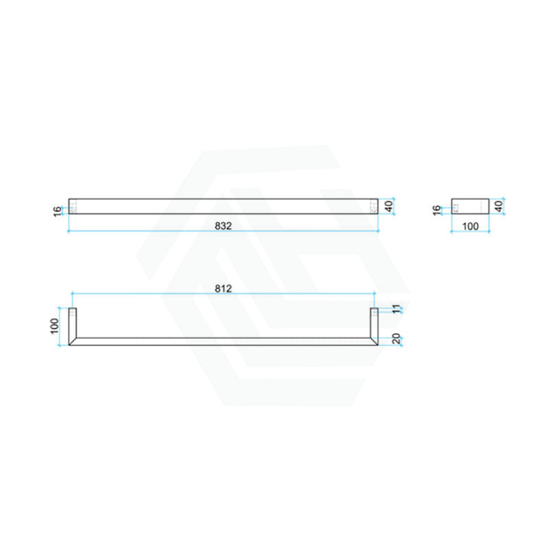 630/830Mm Thermogroup Square Single Bar Heated Towel Rail Brushed Stainless Steel 830Mm / None Rails