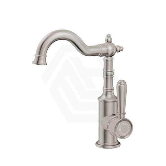 N#1(Nickel) Ikon Clasico Brushed Nickel Solid Brass Basin Mixer Brass/Ceramic Handle Tall Mixers