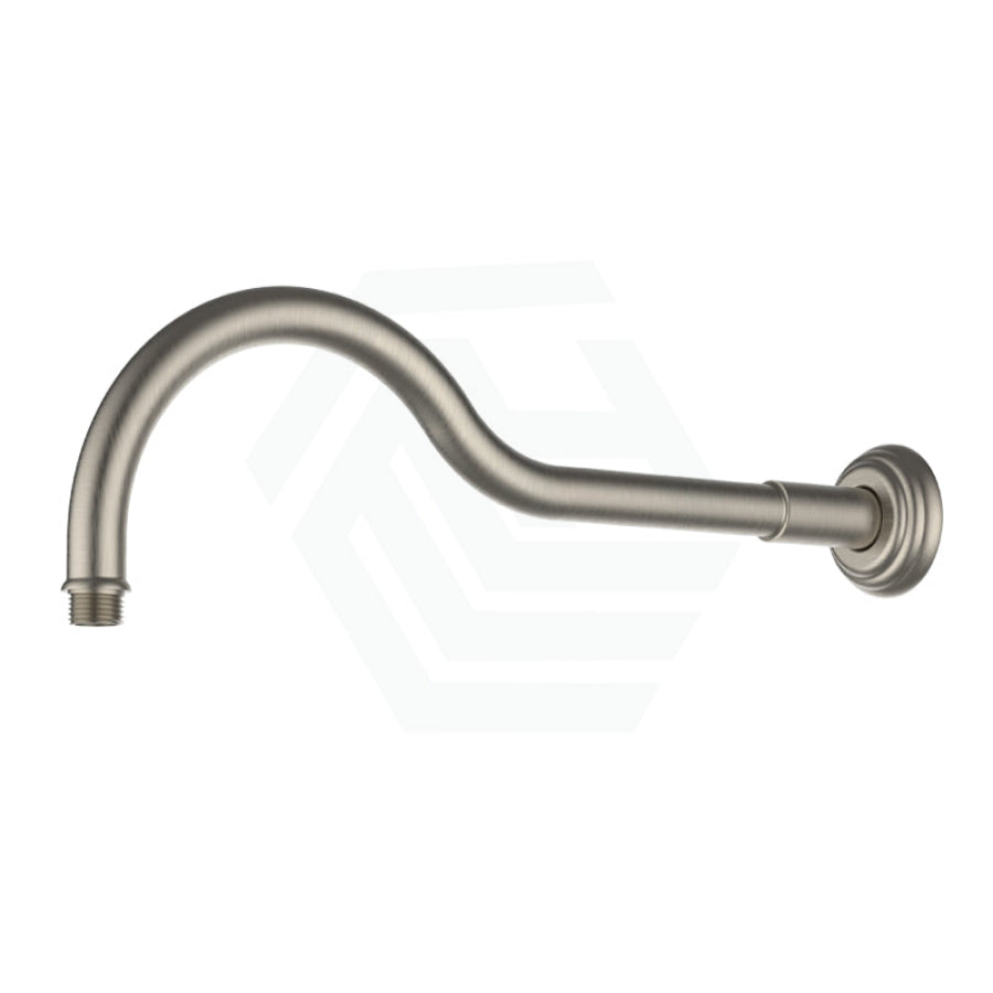 N#6(Nickel) Ikon Clasico Round Brushed Nickel Curved Shower Arm Brass Arms