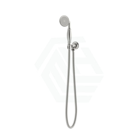 N#1(Nickel) Ikon Clasico Round Brushed Nickel Hand Shower On Wall Outlet Bracket Handheld Sets