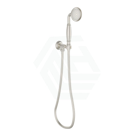 N#6(Nickel) Clasico Round Brushed Nickel Hand Shower On Wall Outlet Bracket Handheld Sets