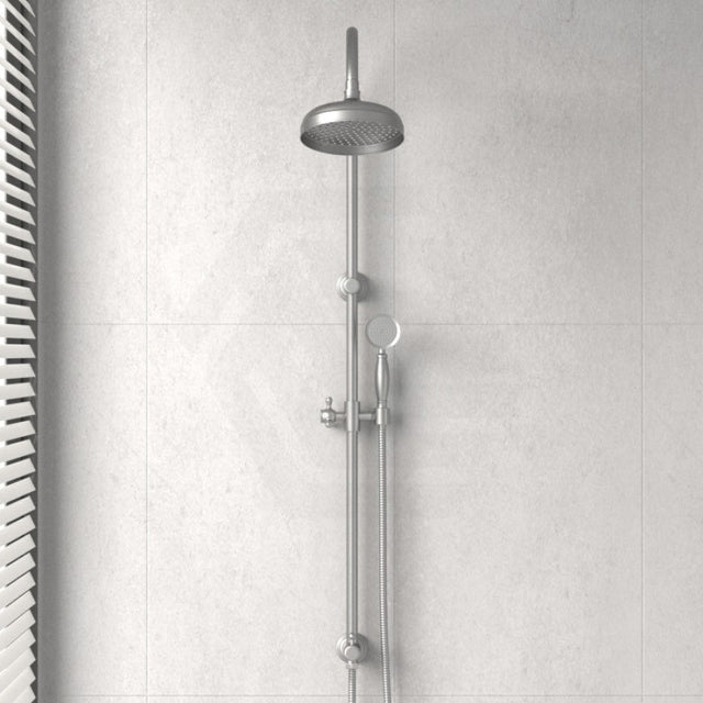 N#1(Nickel) Ikon Clasico Round Brushed Nickel Twin Shower Universal Water Inlet Brass Showers