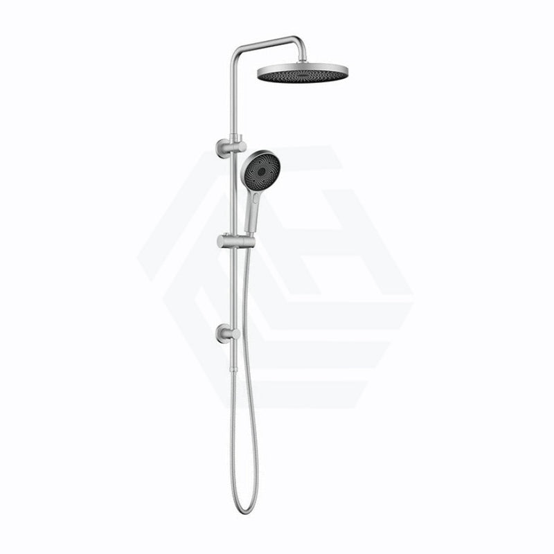 Linkware Gabe Twin Shower On Rail Brushed Nickel Brushd Showers