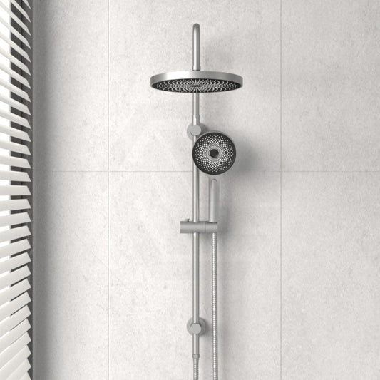 N#2(Nickel) Linkware Gabe Twin Shower On Rail Brushed Nickel Brushd Showers