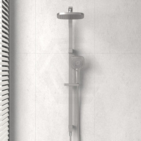 N#2(Nickel) Oliveri Monaco Brushed Nickel Square Twin Shower Dual Set 3 Functions Showers