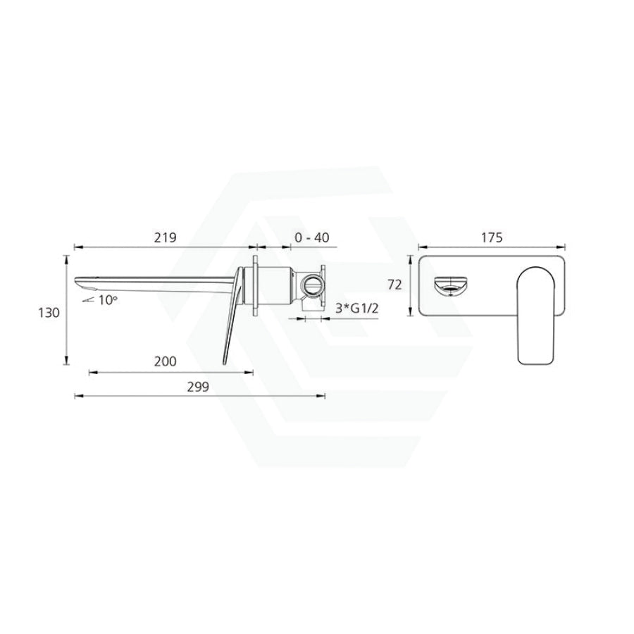 Oliveri Paris Brushed Nickel Brass Wall Mixer with Spout for Bathtub and Basin