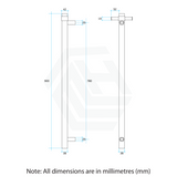 Thermogroup 900Mm Brushed Round 3 Vertical Single Heated Towel Rails