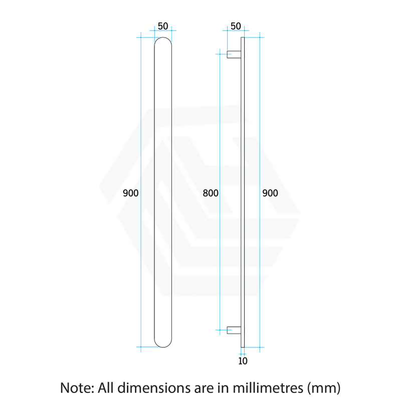 Thermogroup 900Mm Brushed Stainless Flat Pill Vertical Single Heated Towel Rail Rails