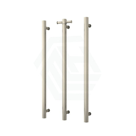 N#2(Nickel) Thermogroup 12V 900Mm Brushed Nickel Straight Round Vertical 3 Single Heated Towel Rails