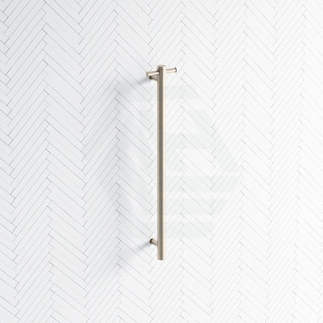 N#2(Nickel) Thermogroup 12V 900Mm Brushed Nickel Straight Round Vertical Single Heated Towel Rail