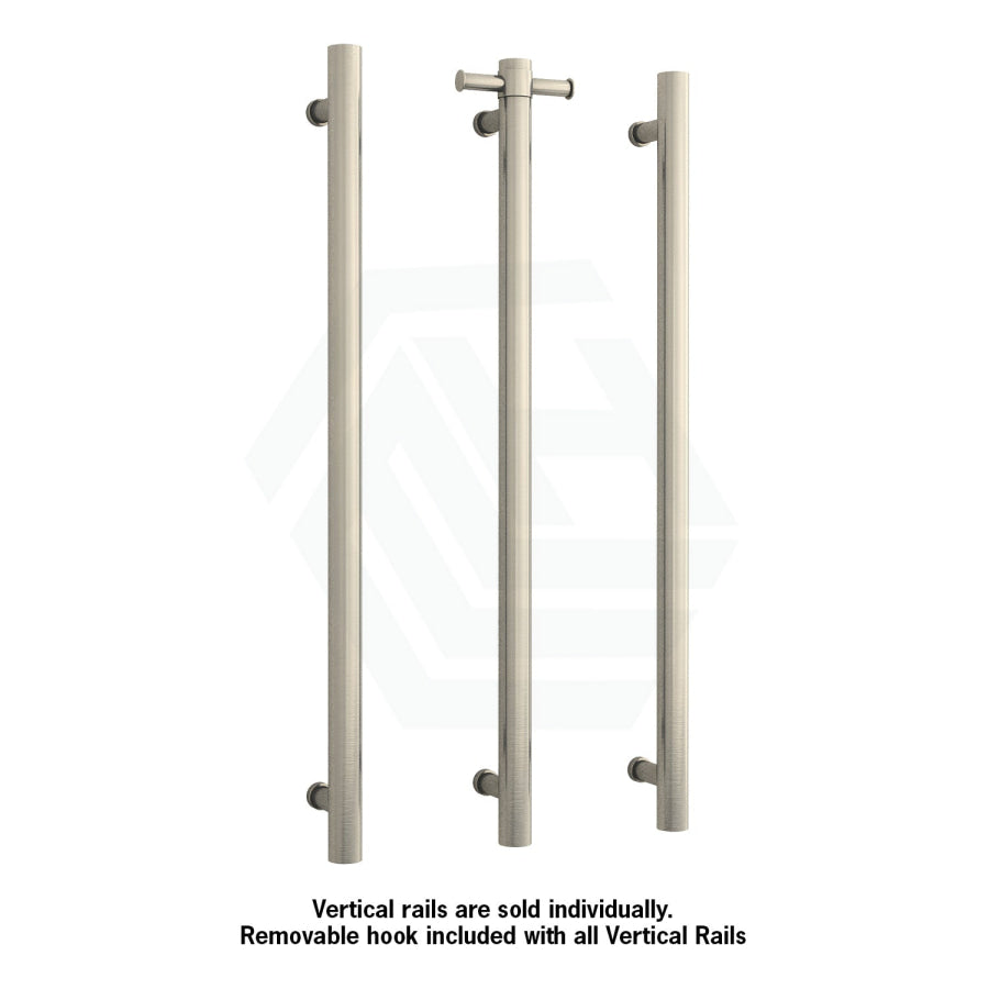 N#4(Nickel) Thermogroup 900Mm Brushed Nickel Straight Round Vertical Single Heated Towel Rail Rails