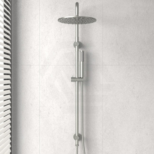 N#3(Nickel) Meir 300Mm Round Brushed Nickel Twin Shower Station Universal Water Inlet Showers