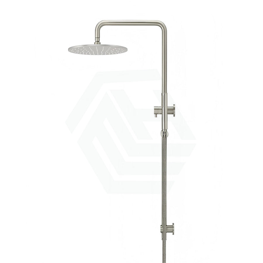 N#5(Nickel) Meir 300Mm Round Brushed Nickel Twin Shower Station Universal Water Inlet Showers