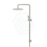 Meir 300Mm Round Pvd Brushed Nickel Twin Shower Station Universal Water Inlet 3 Functions Handheld