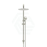 Meir 300Mm Round Pvd Brushed Nickel Twin Shower Station Universal Water Inlet 3 Functions Handheld