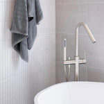 N#5(Nickel) Meir Round Freestanding Bath Spout And Hand Shower Pvd Brushed Nickel Floor Mounted