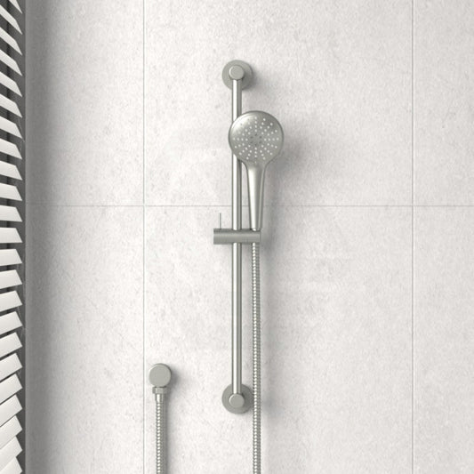 N#3(Nickel) Meir Round Three Function Hand Shower On Rail Column Pvd Brushed Nickel With Handheld