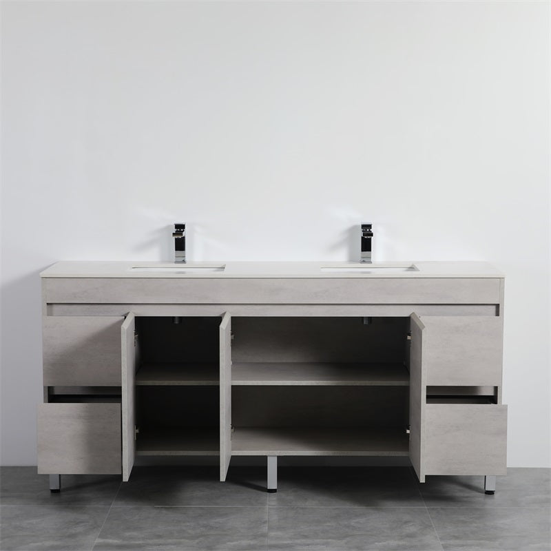 600-1800mm Freestanding With Legs Vanity Concrete Grey Finish Plywood Cabinet ONLY for Bathroom