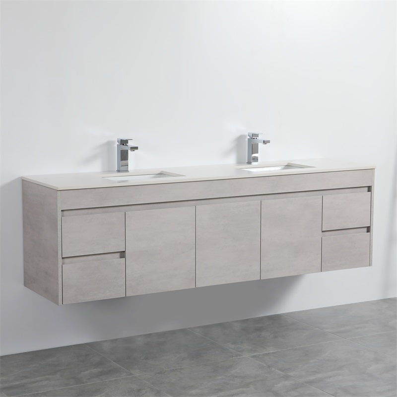 600-1800mm Wall Hung Vanity Concrete Grey Finish Plywood Cabinet ONLY for Bathroom