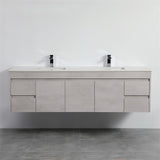 600-1800mm Wall Hung Vanity Concrete Grey Finish Plywood Cabinet ONLY for Bathroom