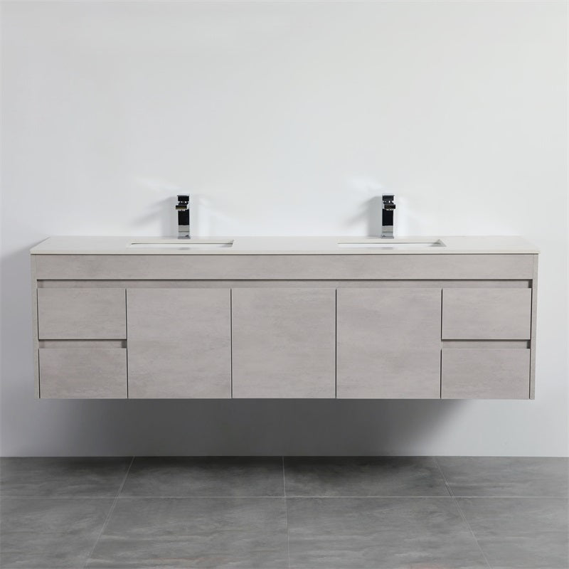 600-1800mm Wall Hung Vanity Concrete Grey Finish Plywood Cabinet ONLY for Bathroom