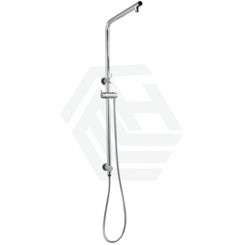 Right Angle Round Chrome Twin Shower Rail Top Water Inlet