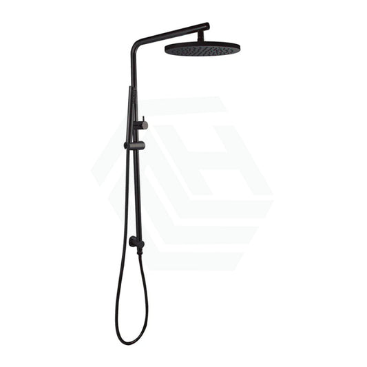 Norico 10 Inch 250Mm Round Matt Black Twin Shower Station Top Inlet Showers