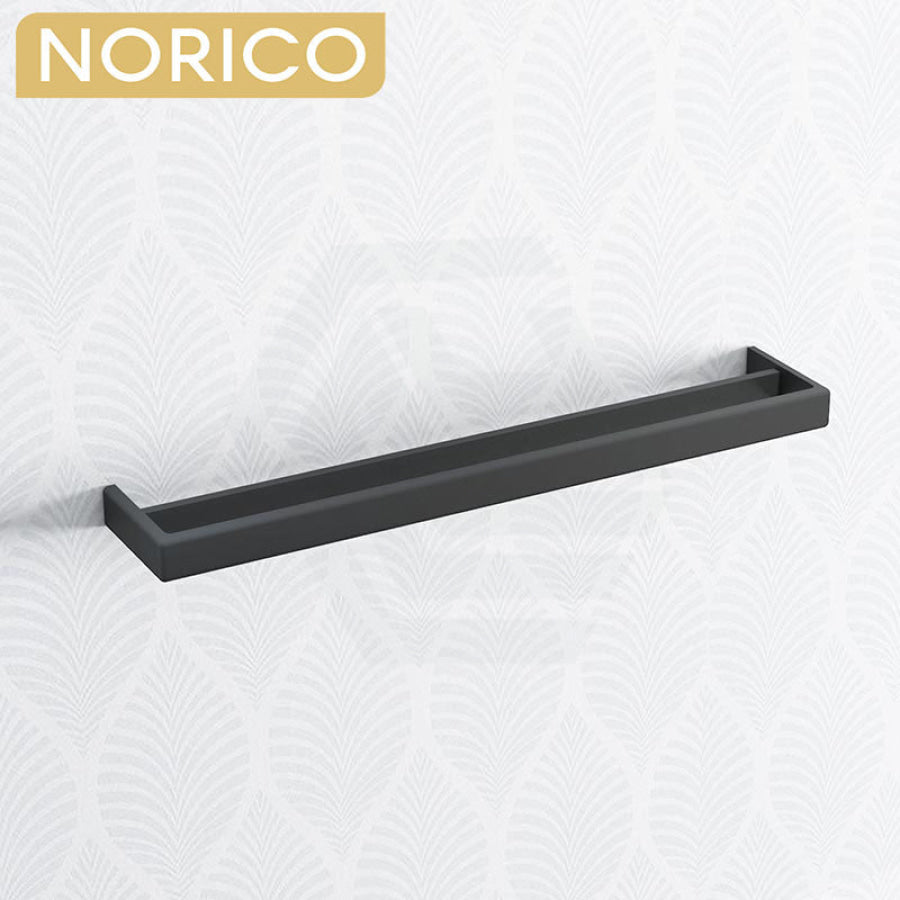 Cavallo Square Black Double Towel Rail 600mm