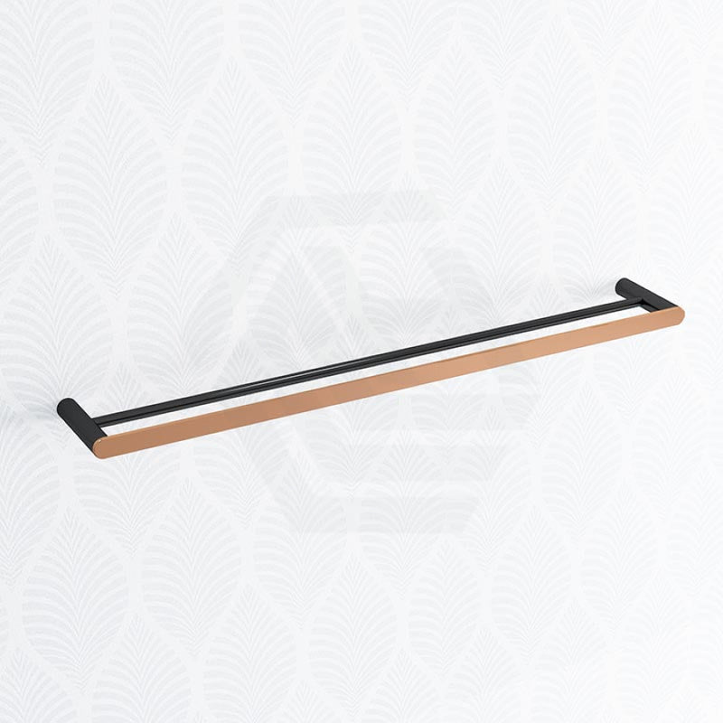 800mm Black & Rose Gold Double Towel Rail