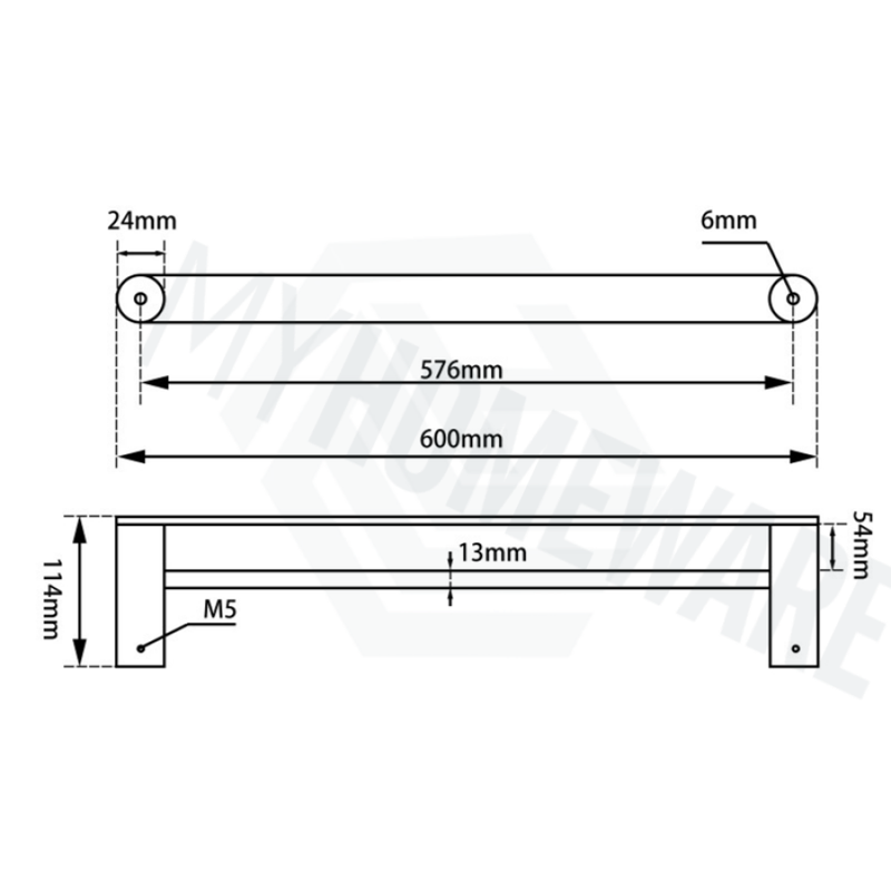 Norico Esperia 600/800Mm Black & Rose Gold Double Towel Rail Stainless Steel 304 Multi-Colour Rails