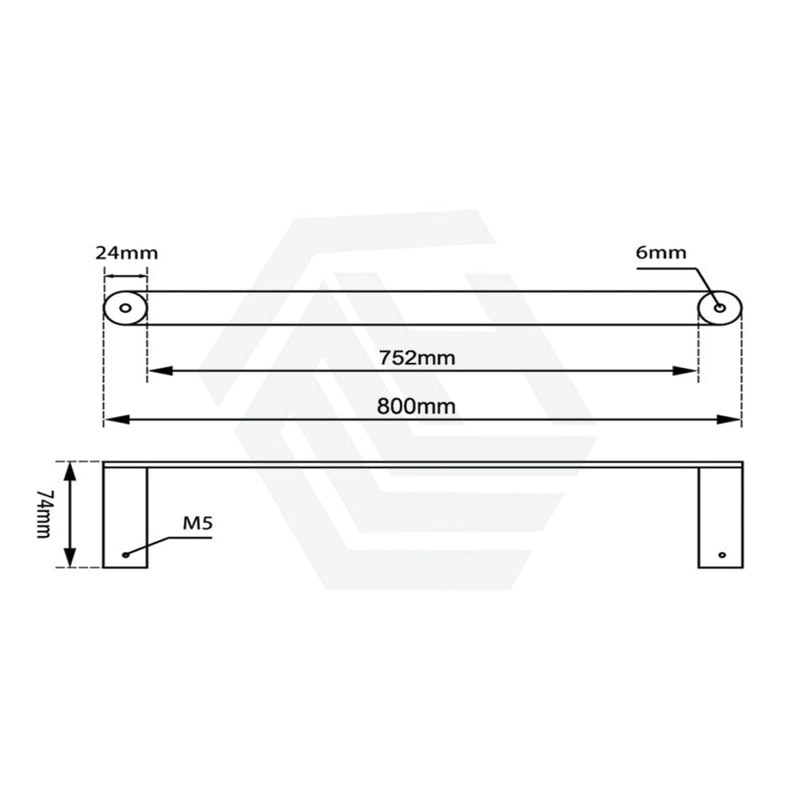 Norico Esperia Black & Rose Gold Single Towel Rail 800Mm Stainless Steel 304 Wall Mounted Bathroom