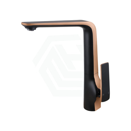 Esperia Tall Brass Kitchen Mixer Tap Black Rose Gold