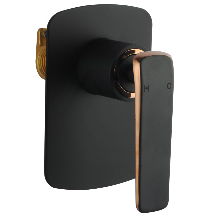 Norico Esperia Matt Black & Rose Gold Shower/bath Wall Mixer Solid Brass Mounted Bathroom Products