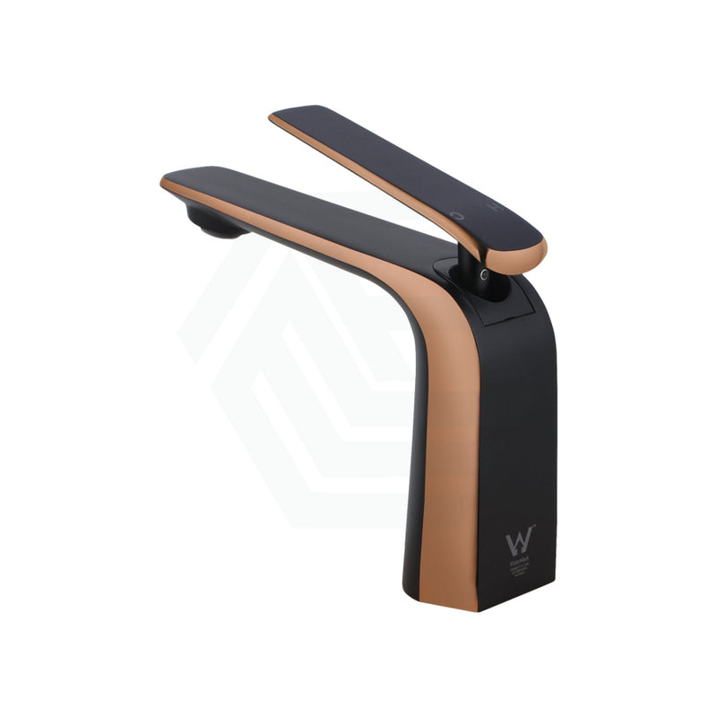 Norico Esperia Matt Black & Rose Gold Solid Brass Mixer Tap For Basins Bathroom Products