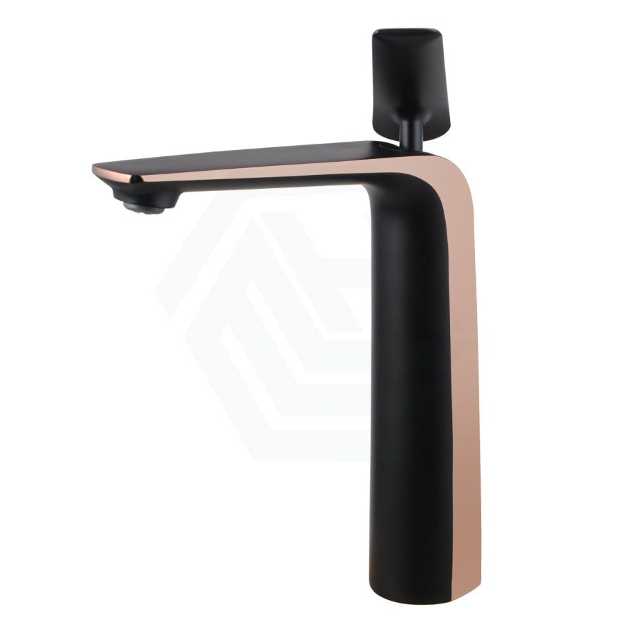 Norico Esperia Matt Black & Rose Gold Solid Brass Tall Basin Mixer Bathroom Products