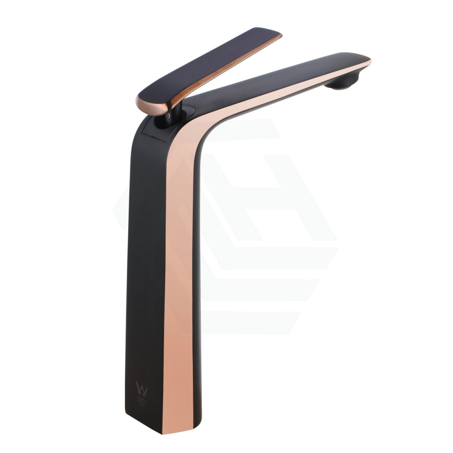 Norico Esperia Matt Black & Rose Gold Solid Brass Tall Basin Mixer Bathroom Products