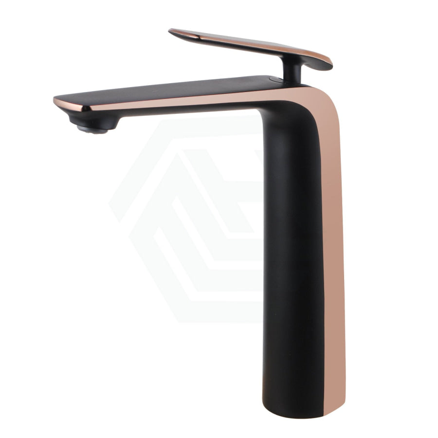 Norico Esperia Matt Black & Rose Gold Solid Brass Tall Basin Mixer Bathroom Products