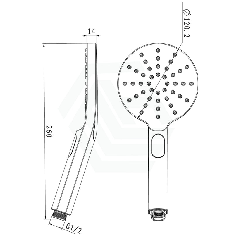 Round Black Abs 3 Function Handheld Shower Only Bathroom Products